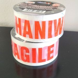 Lot of 2 Fragile & Handle with Care Shipping Tape 2in 50YD - 100YD Total